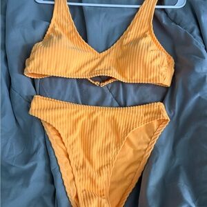 Sunny Yellow Ribbed Bikini Set